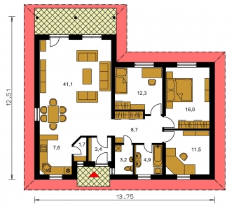 Grundriss des Erdgeschosses - BUNGALOW 4